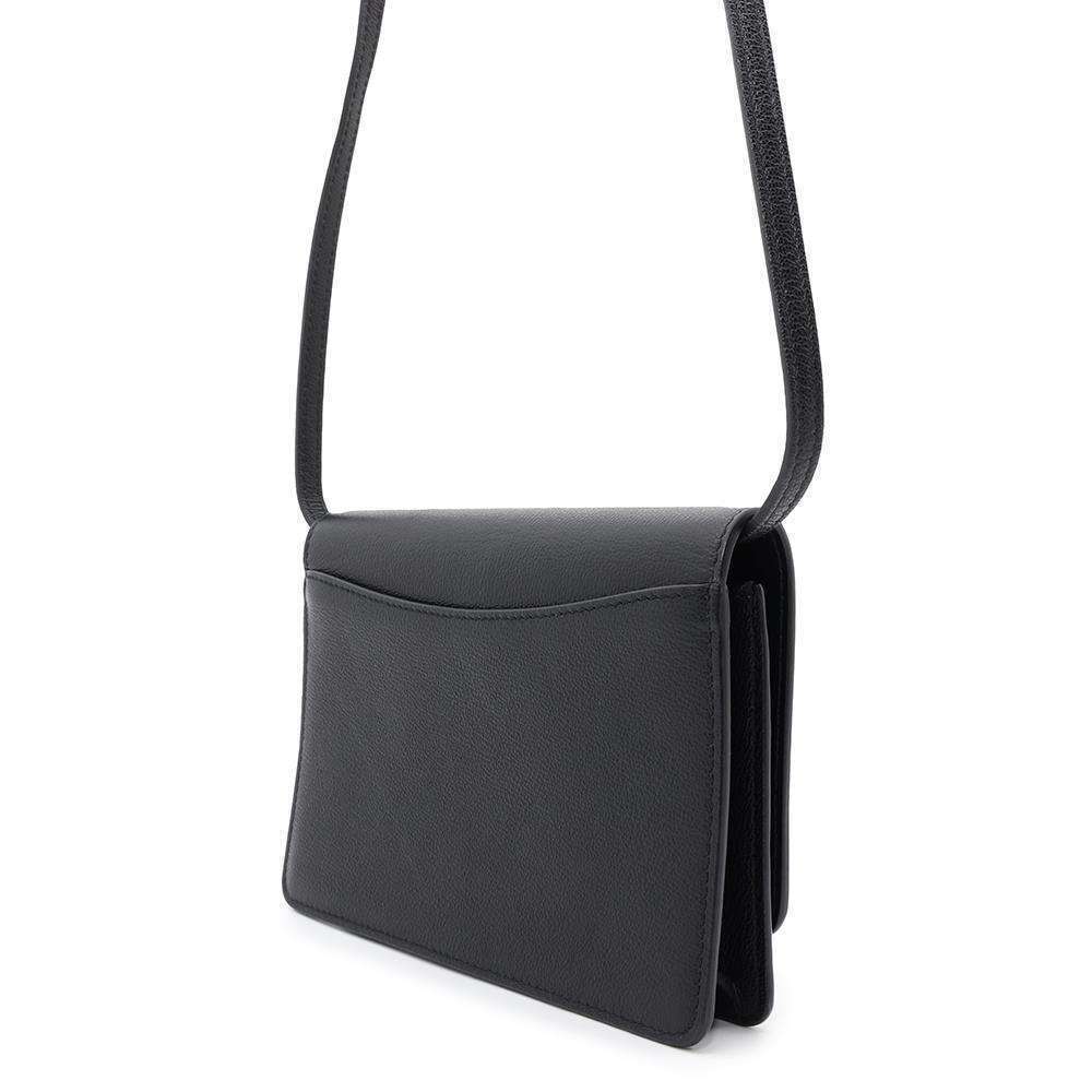 Burberry Logo Bag Embossed Shoulder Leather Hampshire Black